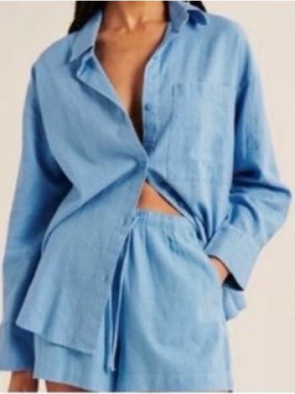 Abercrombie & Fitch Blue Linen Shirt & Shorts Set